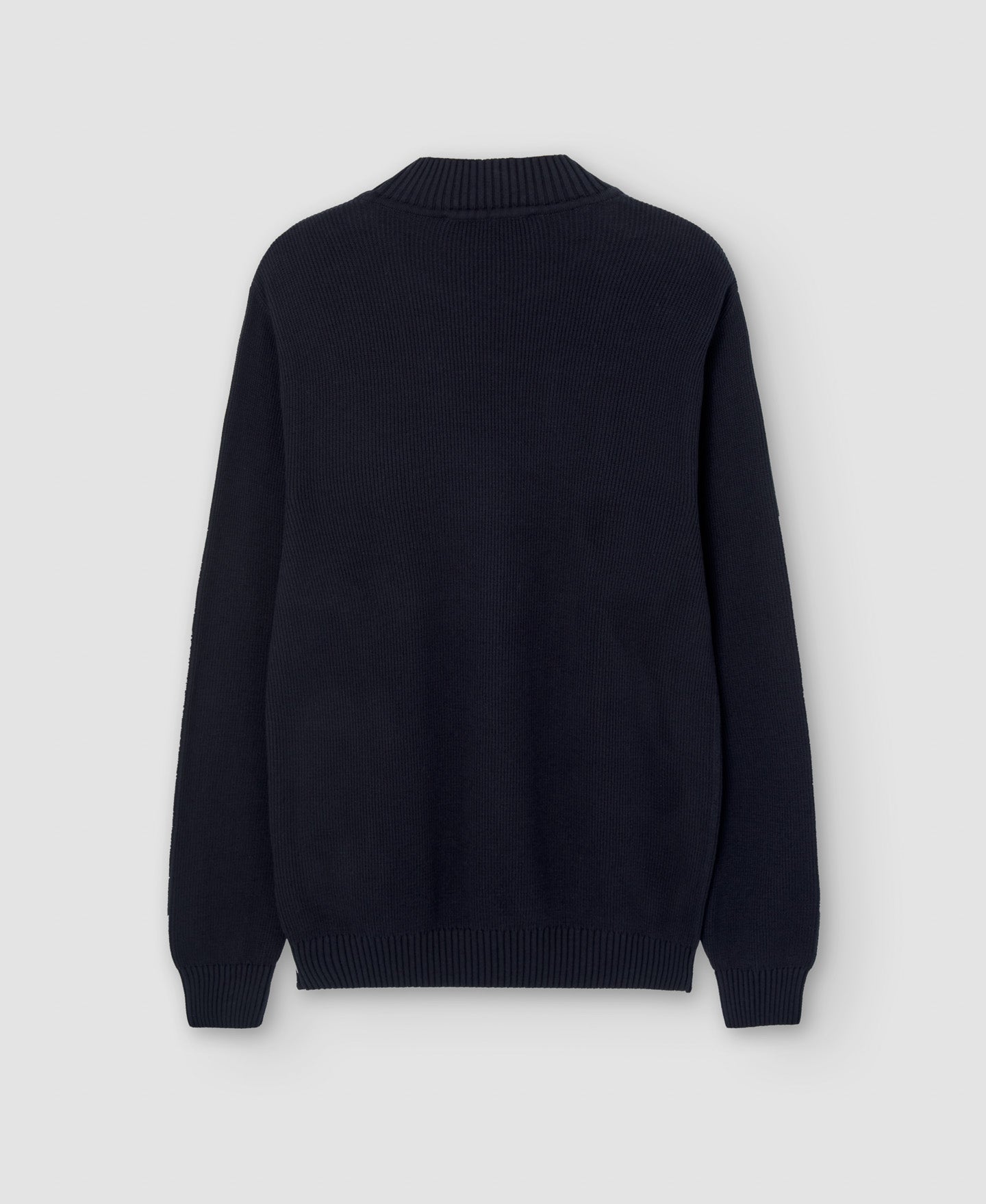 Men Jersey | Navy Blue Cotton Perkins Collar Jumper by Spanish designer Adolfo Dominguez