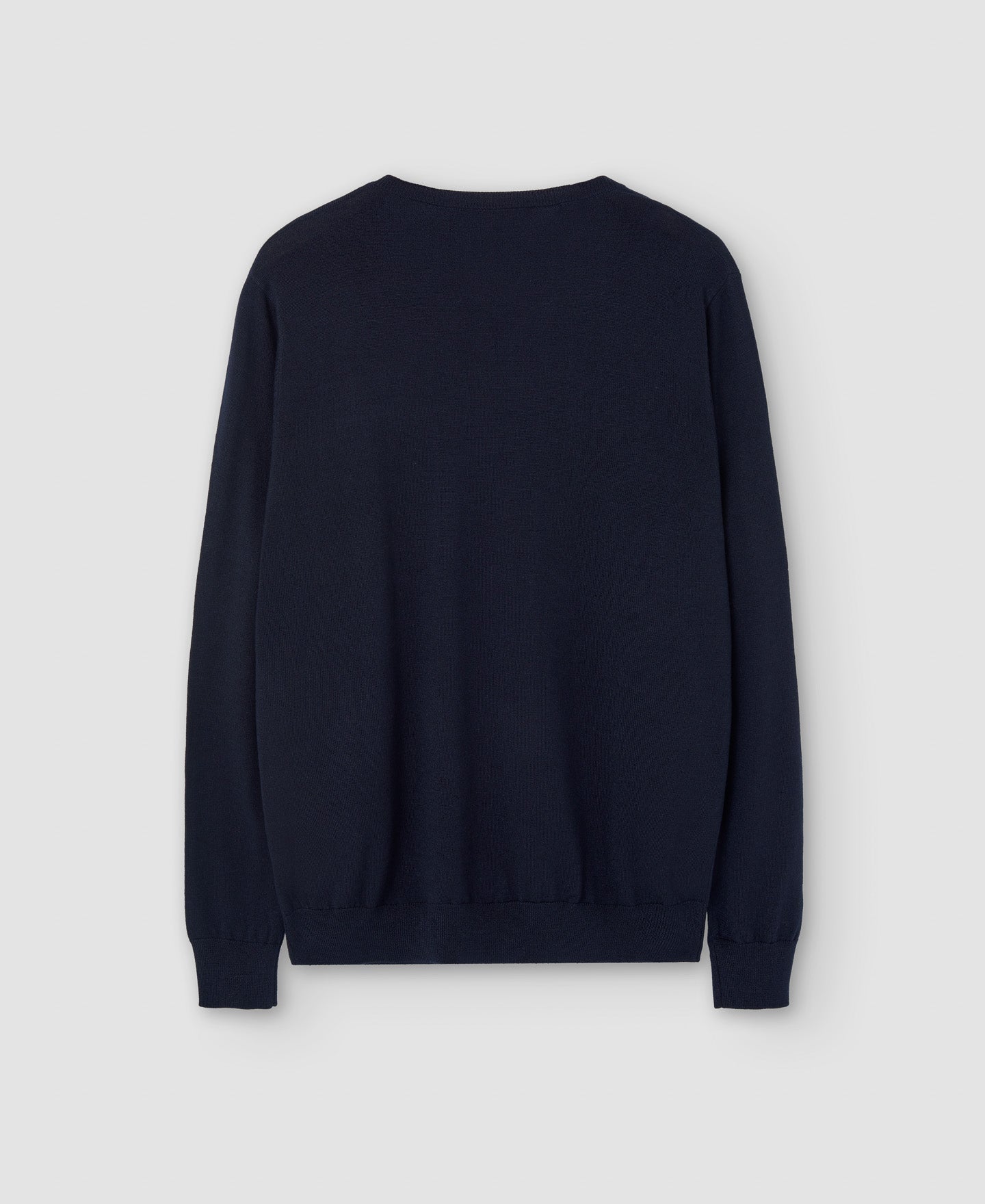 Men Jersey | Navy Blue Merino Wool V-Neck Sweater by Spanish designer Adolfo Dominguez