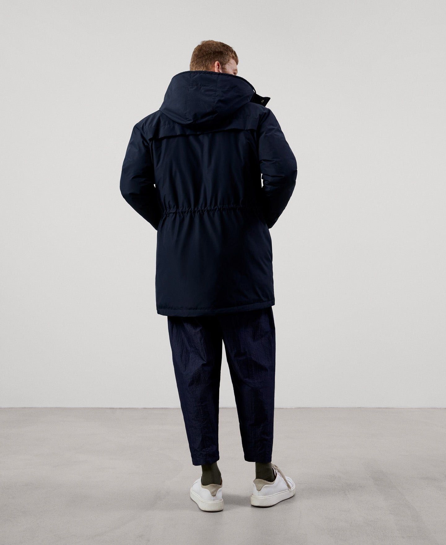 Men Long Jacket | Navy Blue Parka for Men by Spanish designer Adolfo Dominguez