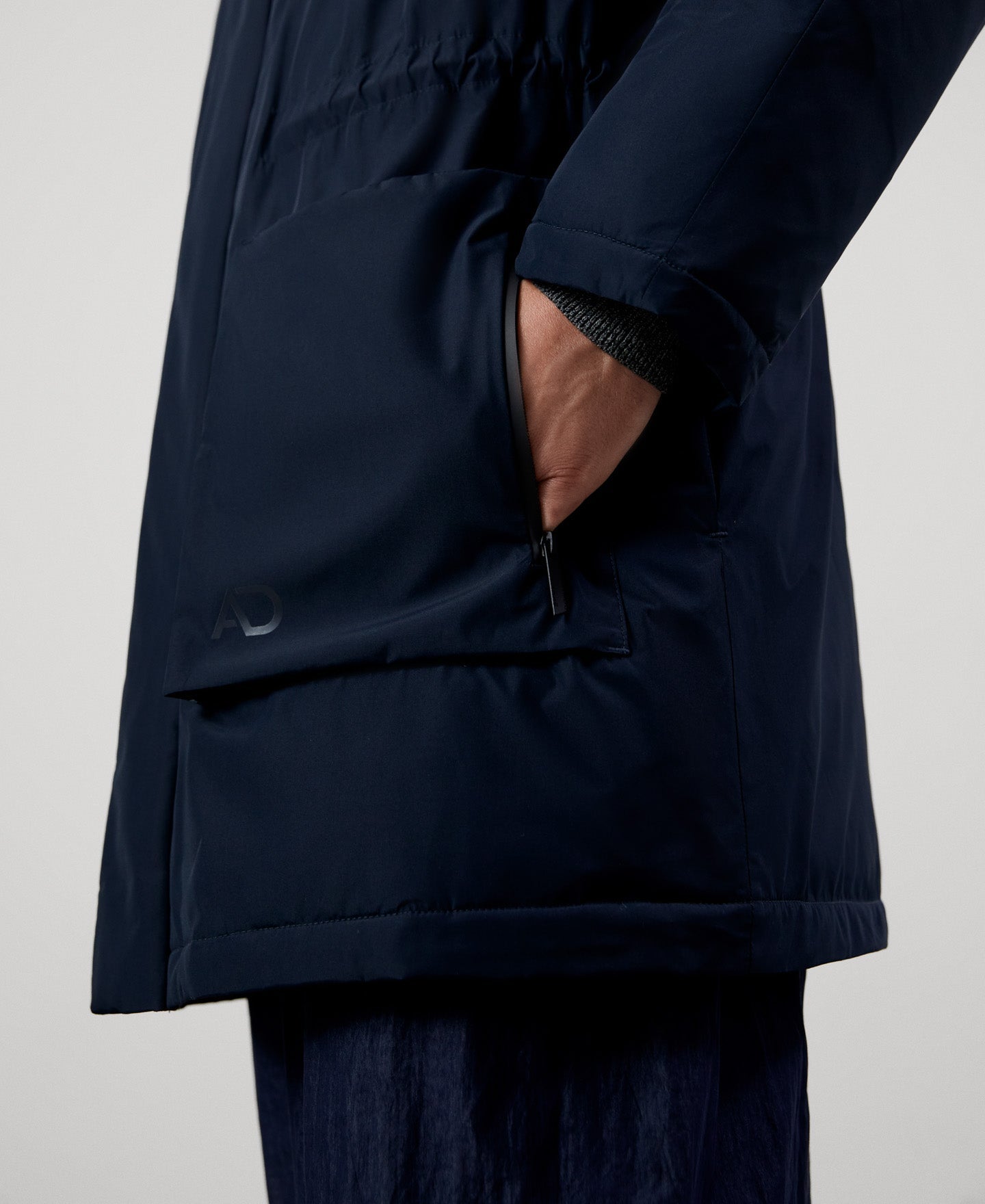 Men Long Jacket | Navy Blue Parka for Men by Spanish designer Adolfo Dominguez