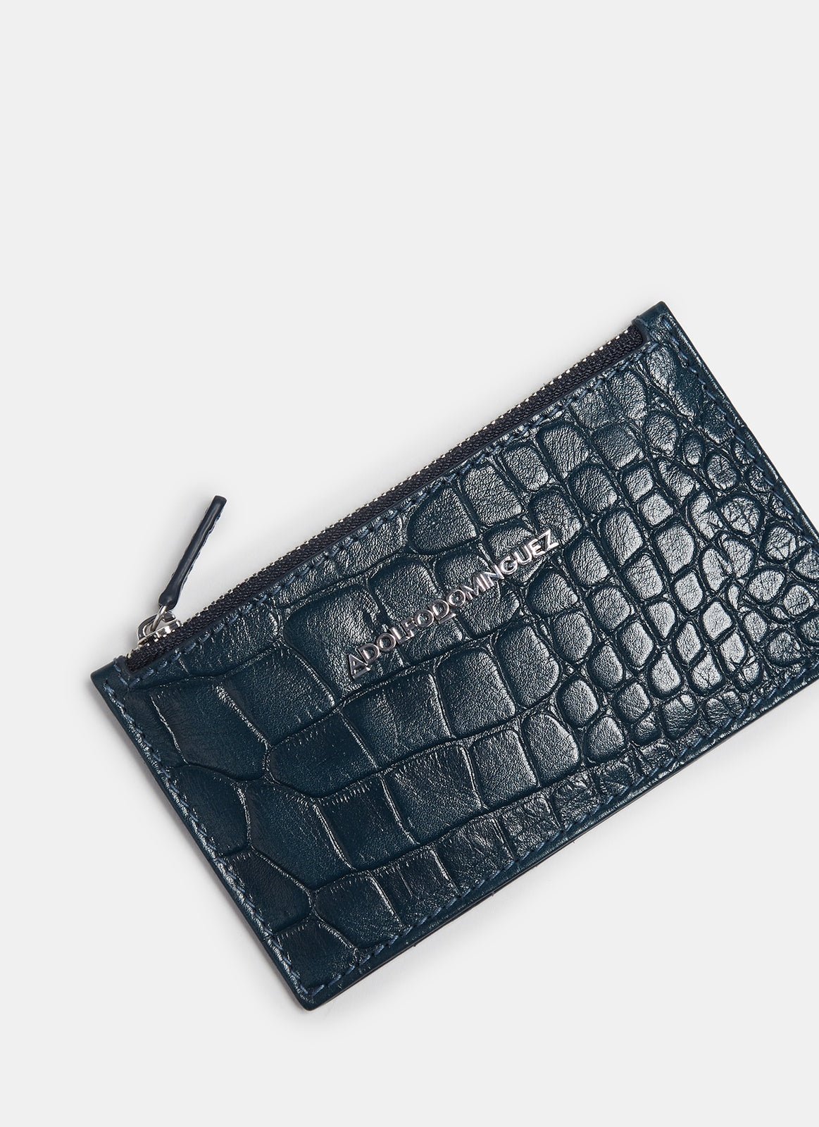 Women Wallet | Navy Blue Snake Embossed Leather Coin Purse by Spanish designer Adolfo Dominguez