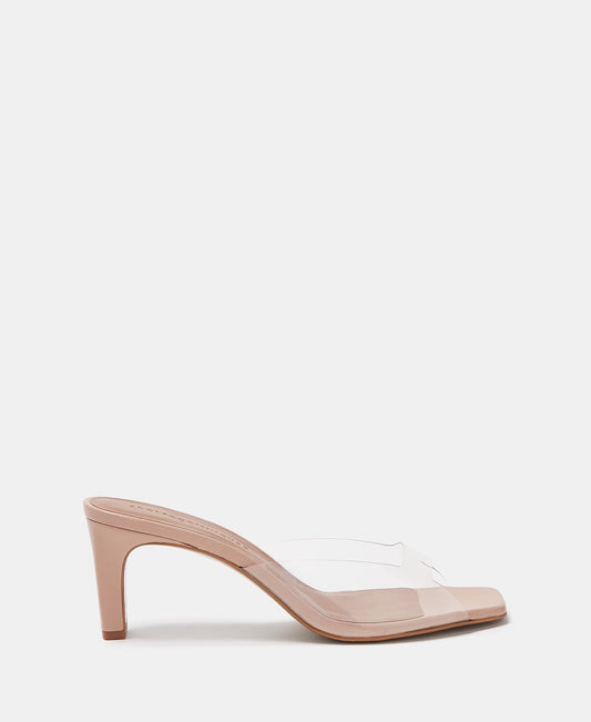 Women Shoes | Nude Heeled Sandals With Squared Vamp by Spanish designer Adolfo Dominguez