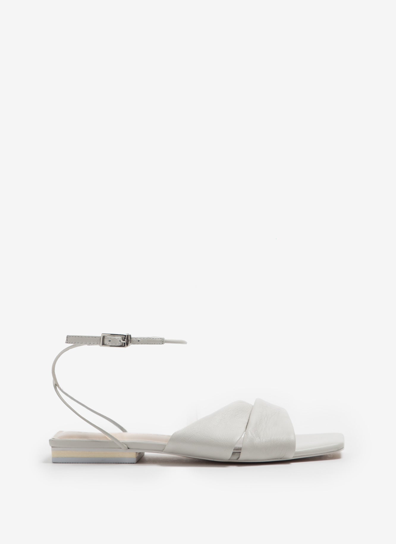 Women Shoes | Off White Plain Draped Leather Sandal by Spanish designer Adolfo Dominguez