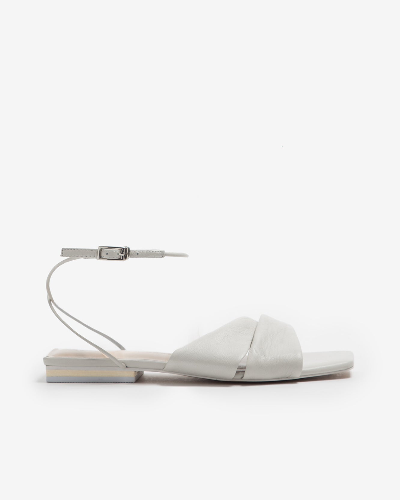 Women Shoes | Off White Plain Draped Leather Sandal by Spanish designer Adolfo Dominguez