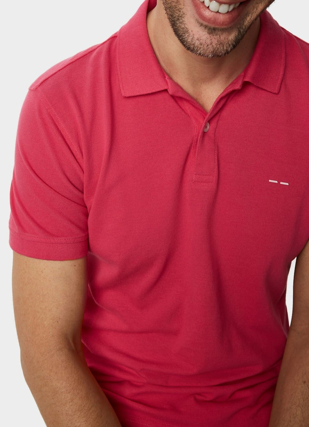 Men Polo | Pink Cotton Pique Washed Polo Shirt by Spanish designer Adolfo Dominguez