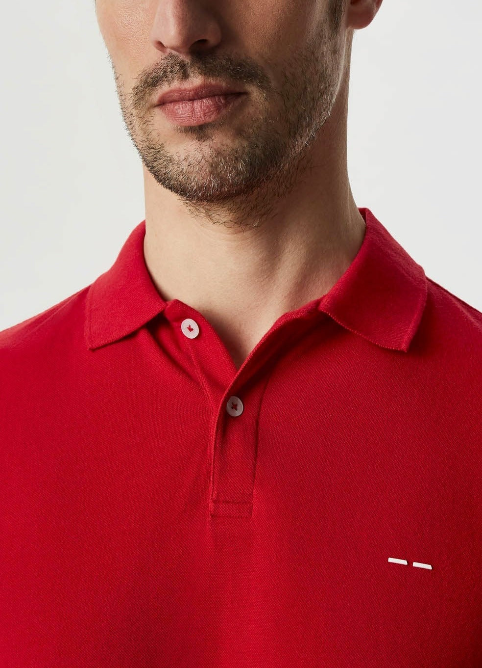 Men Polo | Red Cotton Pique Washed Polo Shirt by Spanish designer Adolfo Dominguez