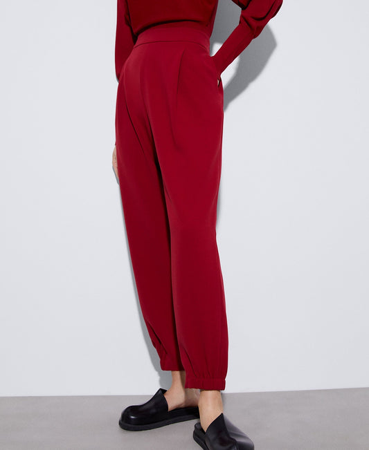 Women Trousers | Red Recycled Polyester Jogger Trousers by Spanish designer Adolfo Dominguez