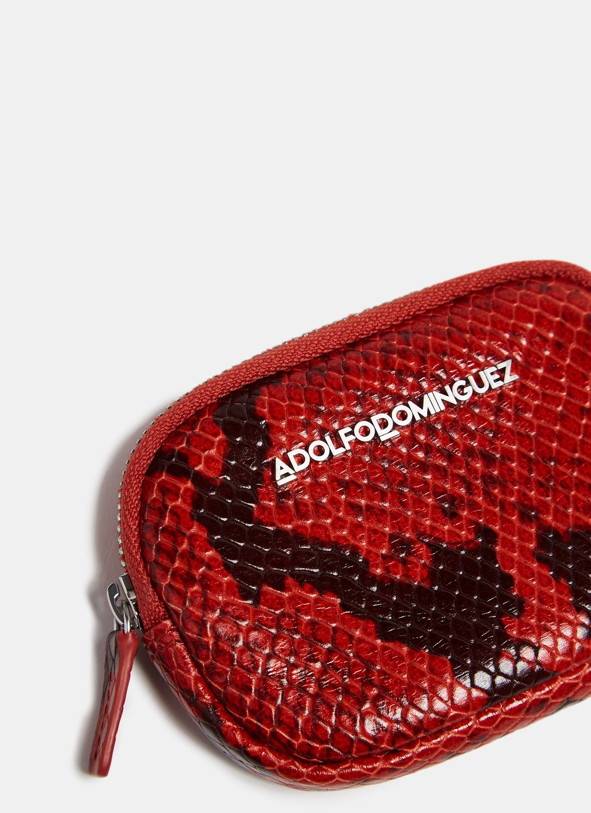 Women Wallet | Red Snake Embossed Leather Coin Purse by Spanish designer Adolfo Dominguez