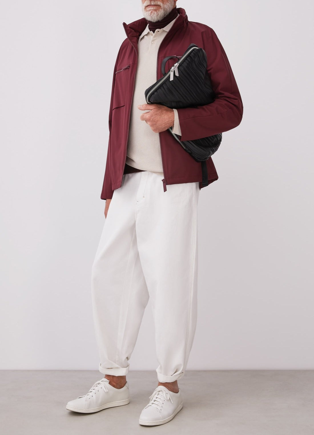 Men Short Jacket | Red Technical Jacket With Zipper Closures by Spanish designer Adolfo Dominguez