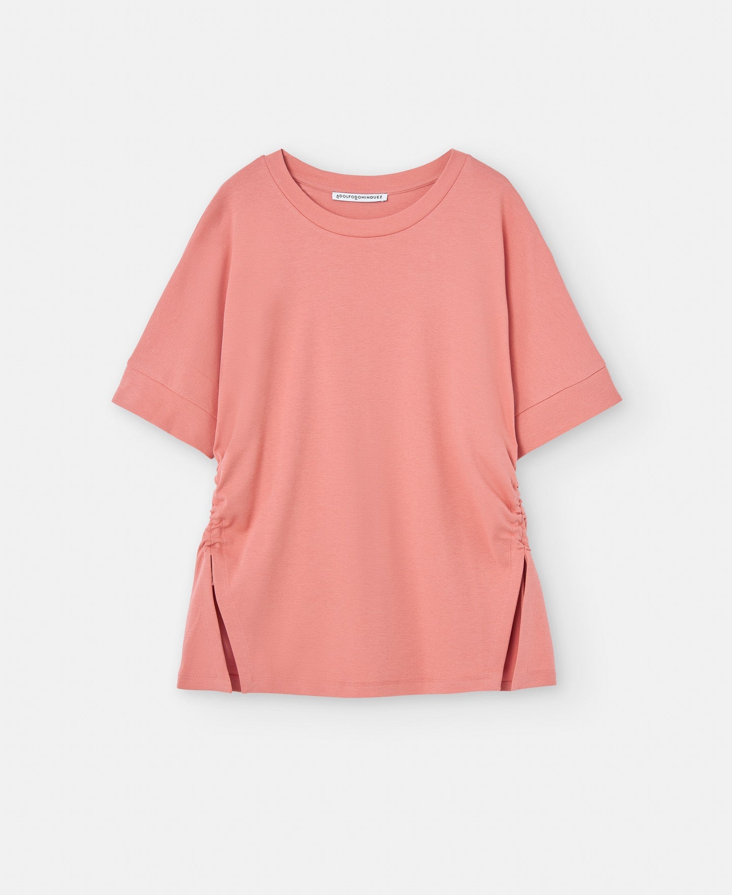 Women T-Shirt (Short Sleeve) | Salmon T-Shirt With Cotton Waistbands by Spanish designer Adolfo Dominguez