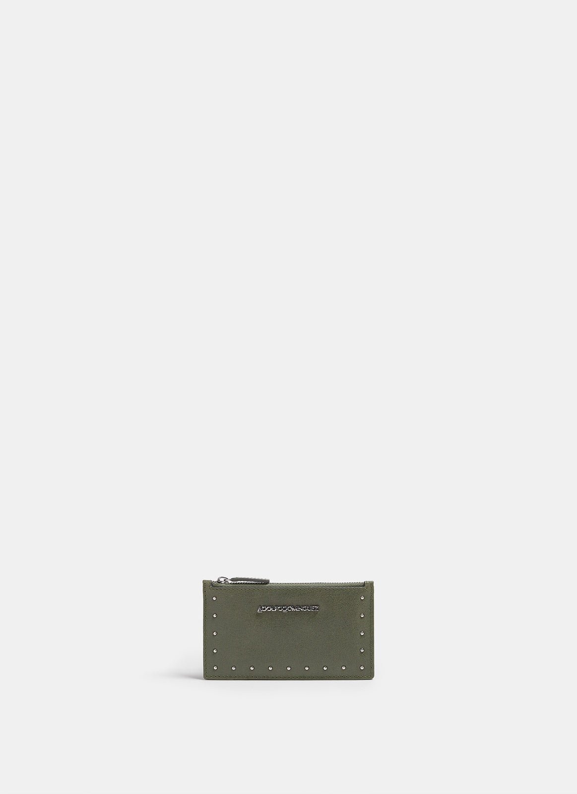 Women Wallet | Sea Water Green Crackled Leather Coin Purse With Studs by Spanish designer Adolfo Dominguez