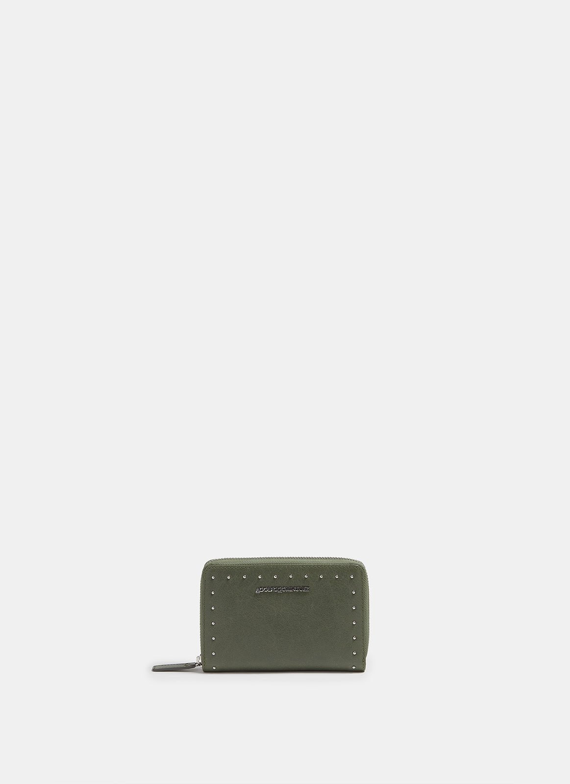 Women Wallet | Sea Water Green Crackled Leather Wallet With Metal Studs by Spanish designer Adolfo Dominguez