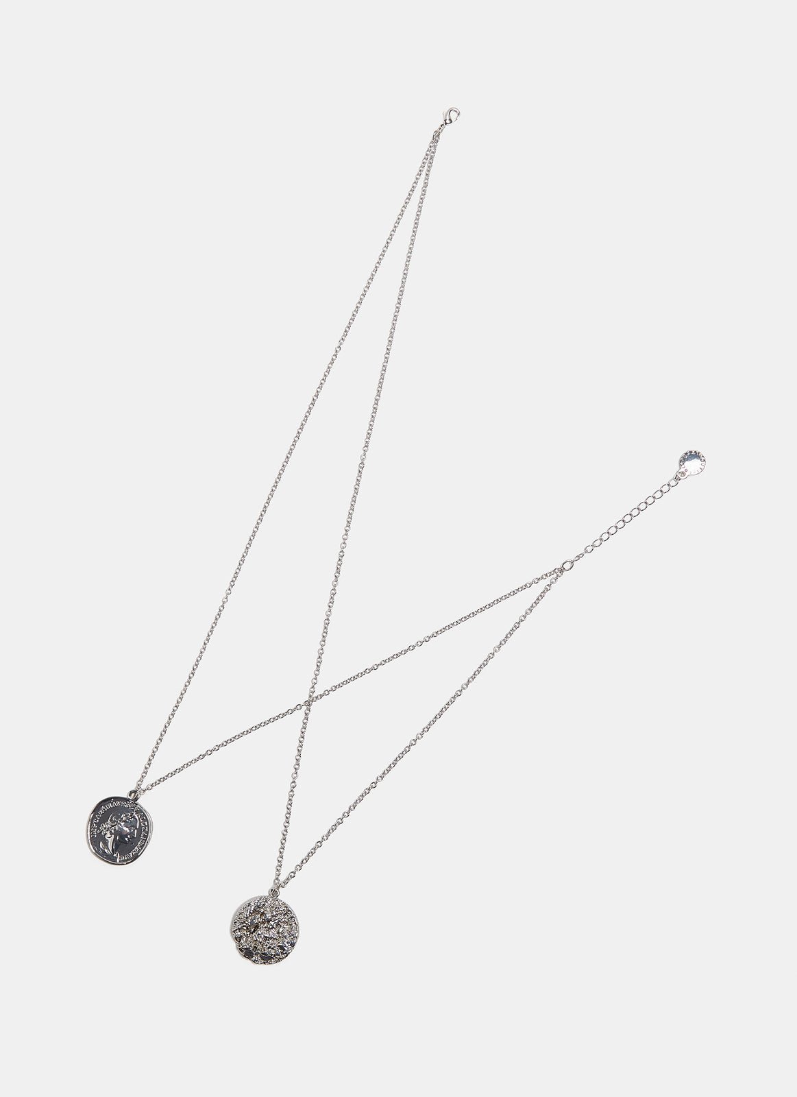 Women Necklace | Silver Coin Pendants Necklace by Spanish designer Adolfo Dominguez