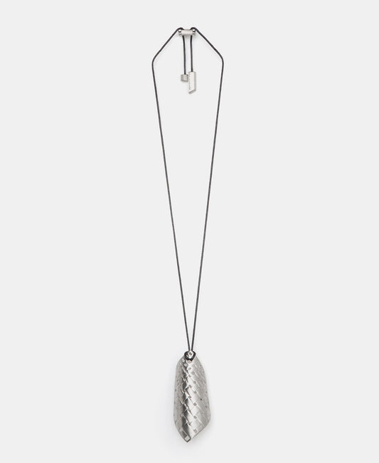 Women Necklace | Silver Irregular Braided Motif Pendant by Spanish designer Adolfo Dominguez