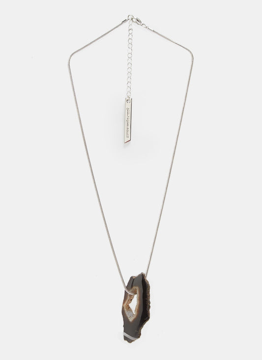 Women Necklace | Silver Long Necklace With Natural Stone by Spanish designer Adolfo Dominguez