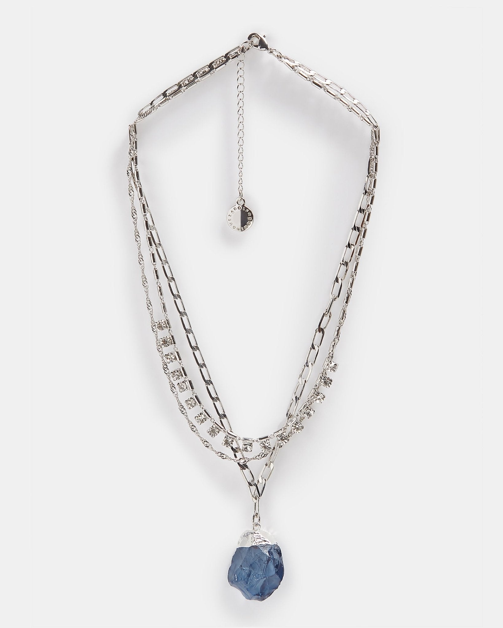 Women Accesories | Silver Multiform Necklace With Crystal Pendant by Spanish designer Adolfo Dominguez