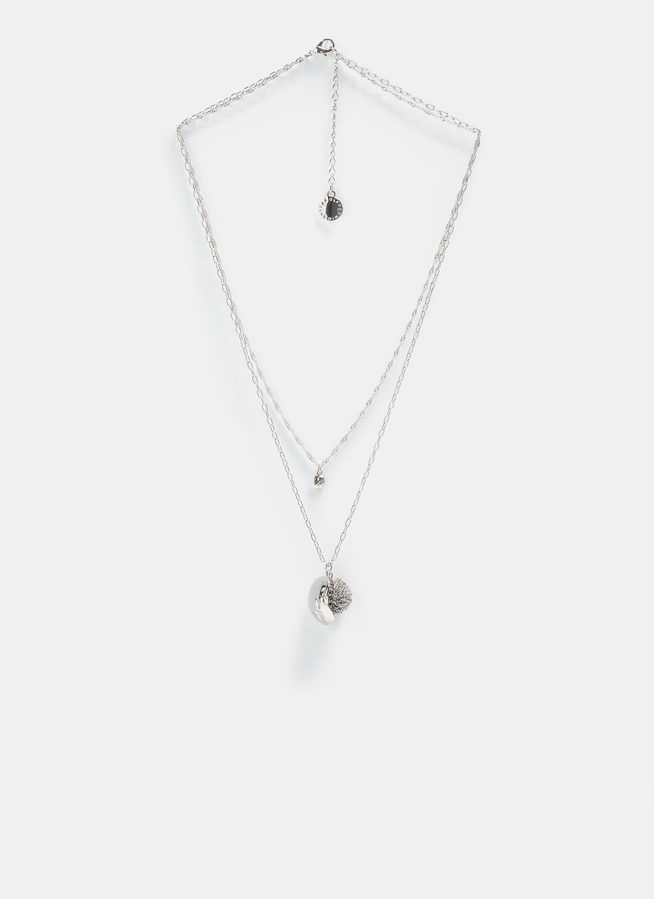 Women Necklace | Silver Necklace With Pom Pom And Leaf Pendants by Spanish designer Adolfo Dominguez