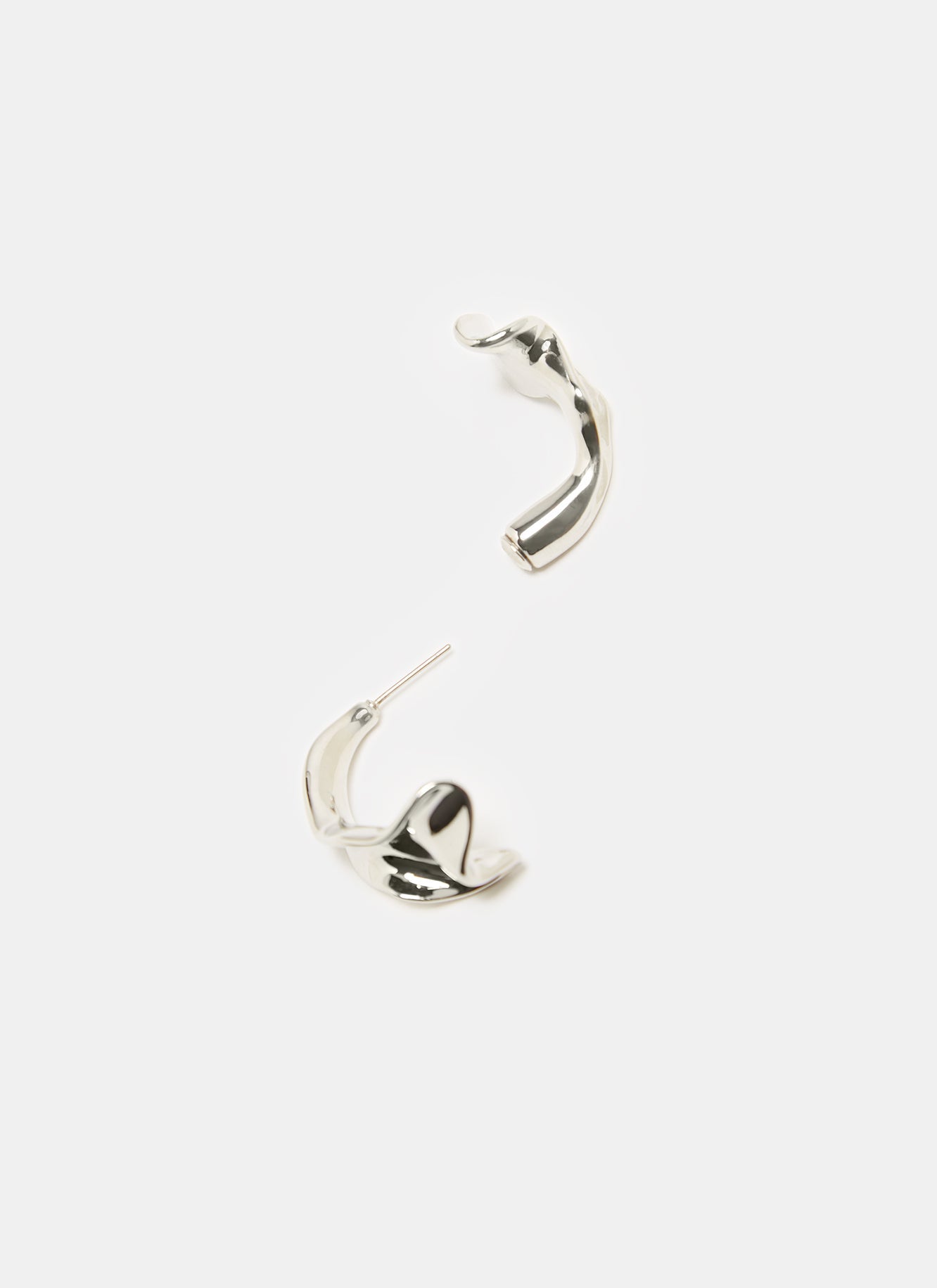 Women Earrings | Silver Short Earrings With Organic Shape by Spanish designer Adolfo Dominguez