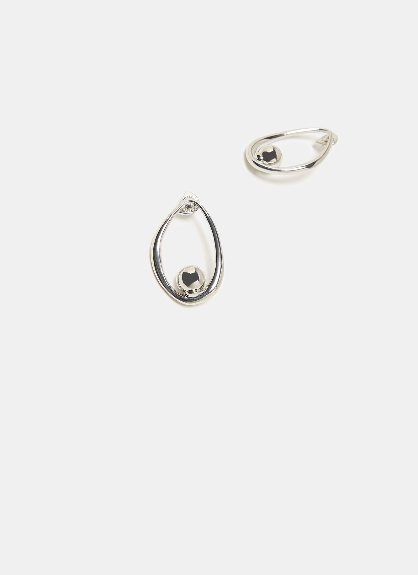 Women Earrings | Silver Short Oval Silhouette Earrings by Spanish designer Adolfo Dominguez