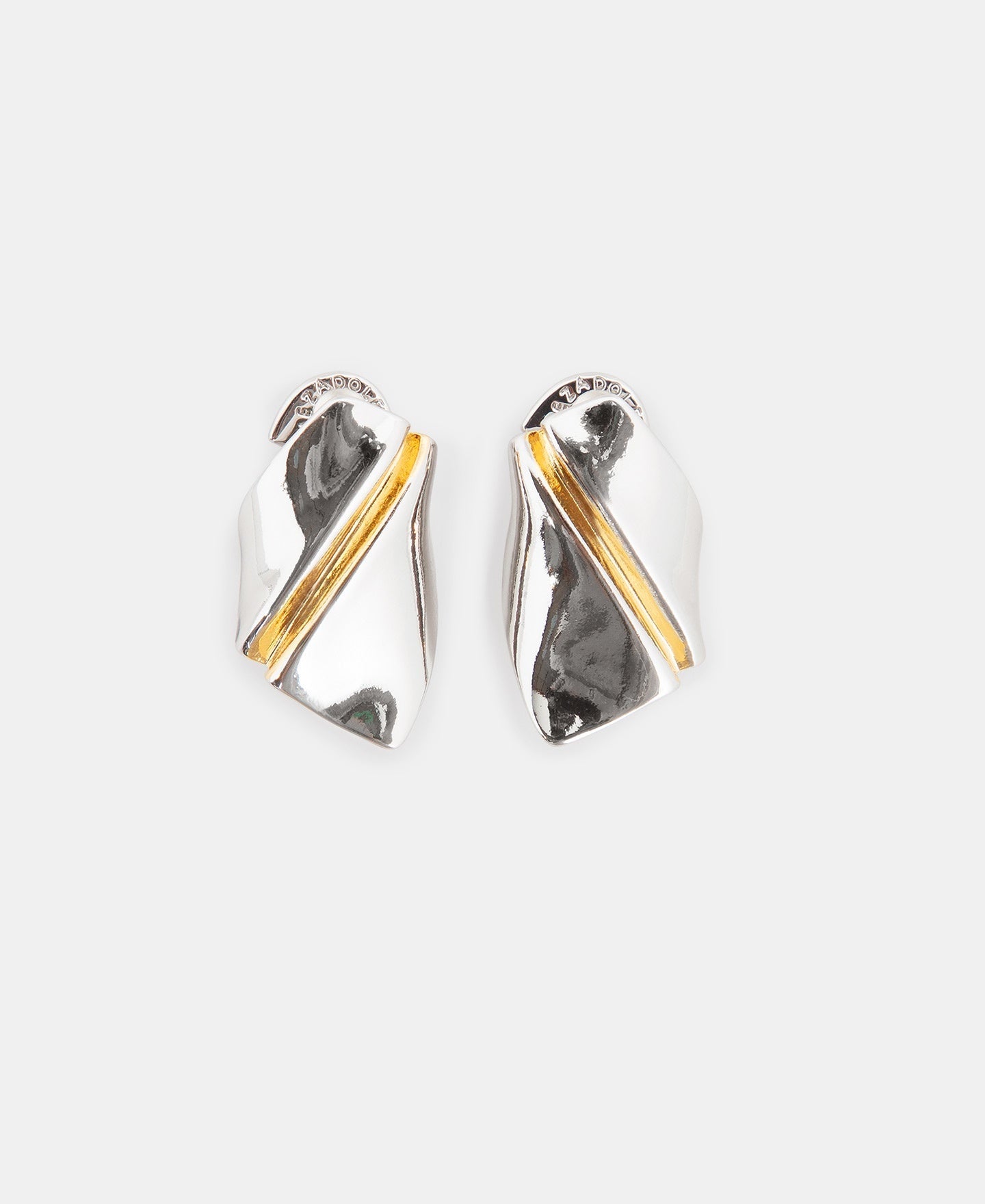 Women Earrings | Silver Zinc Crack Twist Earrings by Spanish designer Adolfo Dominguez