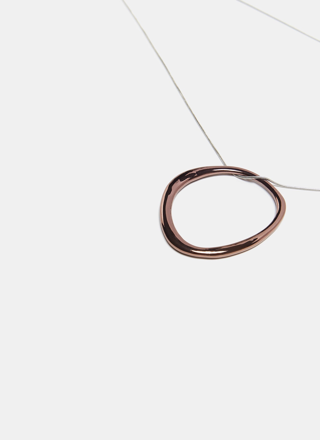 Women Necklace | Silver/Gold Long Necklace With Circular Pendant by Spanish designer Adolfo Dominguez