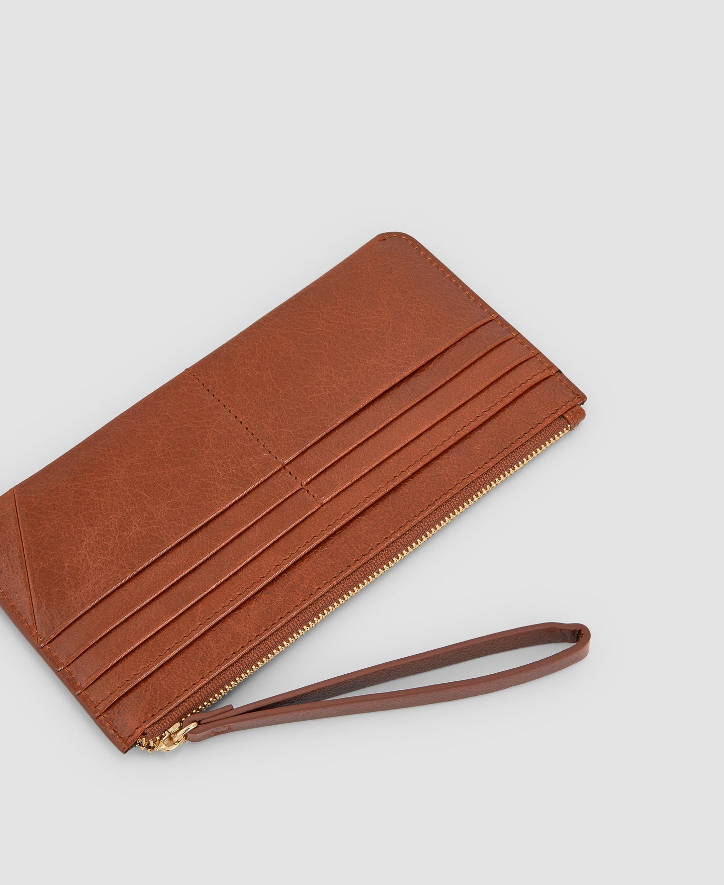 Women Wallet | Tan Cracked Leather Large Card Holder by Spanish designer Adolfo Dominguez