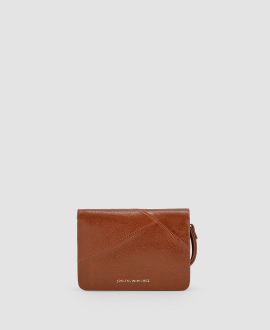 Women Wallet | Tan Cracked Leather Medium Wallet by Spanish designer Adolfo Dominguez