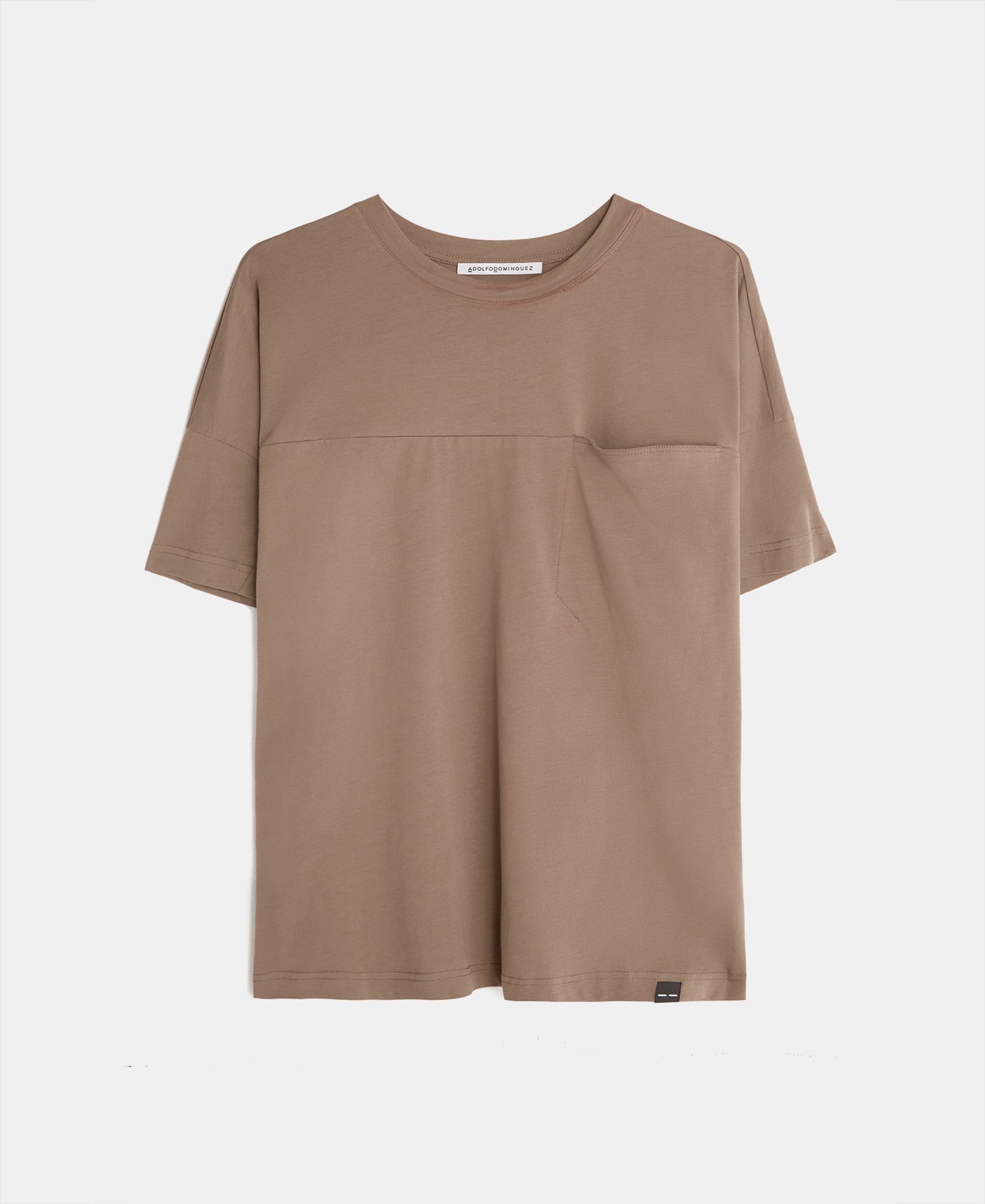 Men T-Shirt (Short Sleeve) | Taupe Organic Cotton Pocket T-Shirt by Spanish designer Adolfo Dominguez