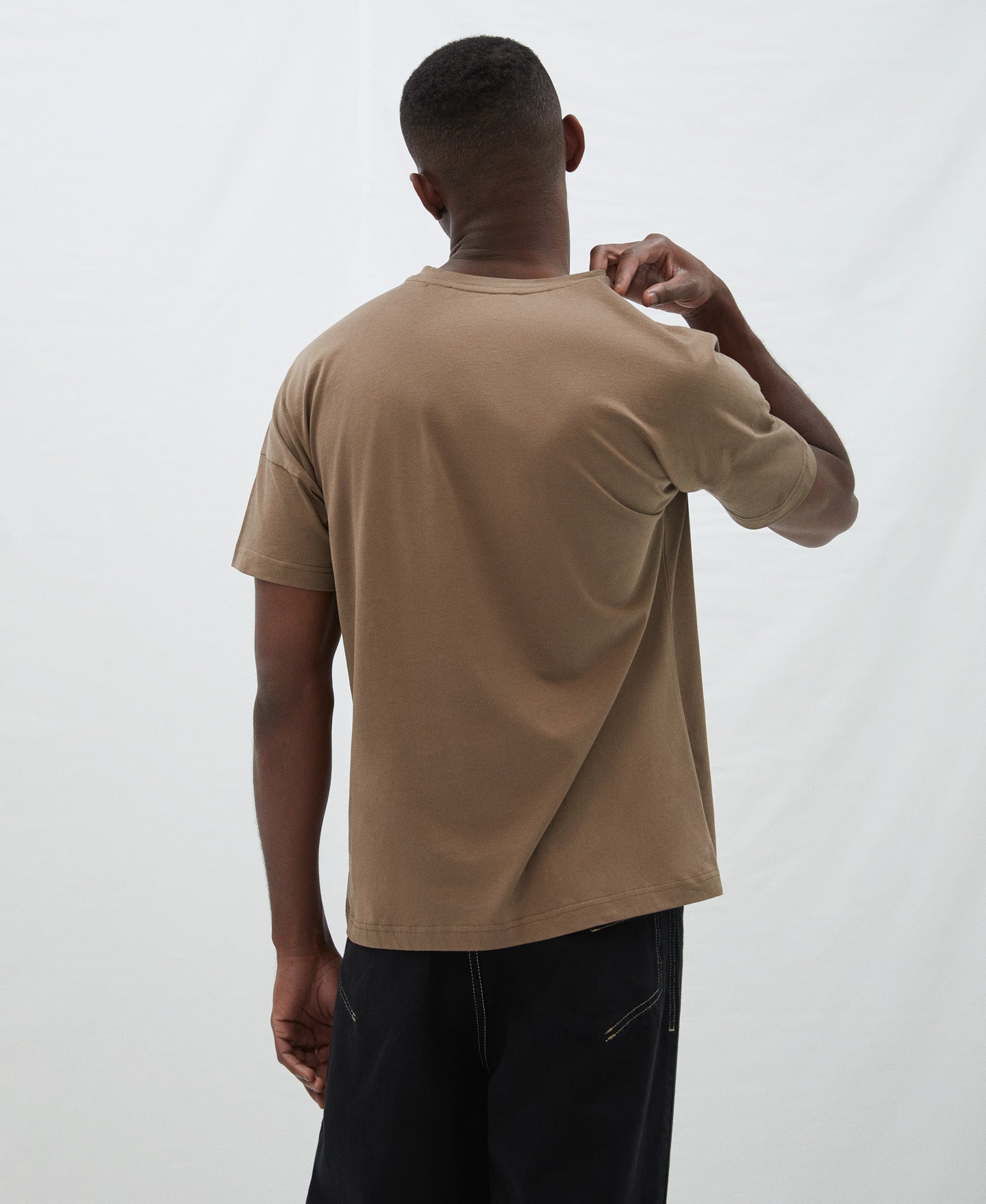 Men T-Shirt (Short Sleeve) | Taupe Organic Cotton Pocket T-Shirt by Spanish designer Adolfo Dominguez