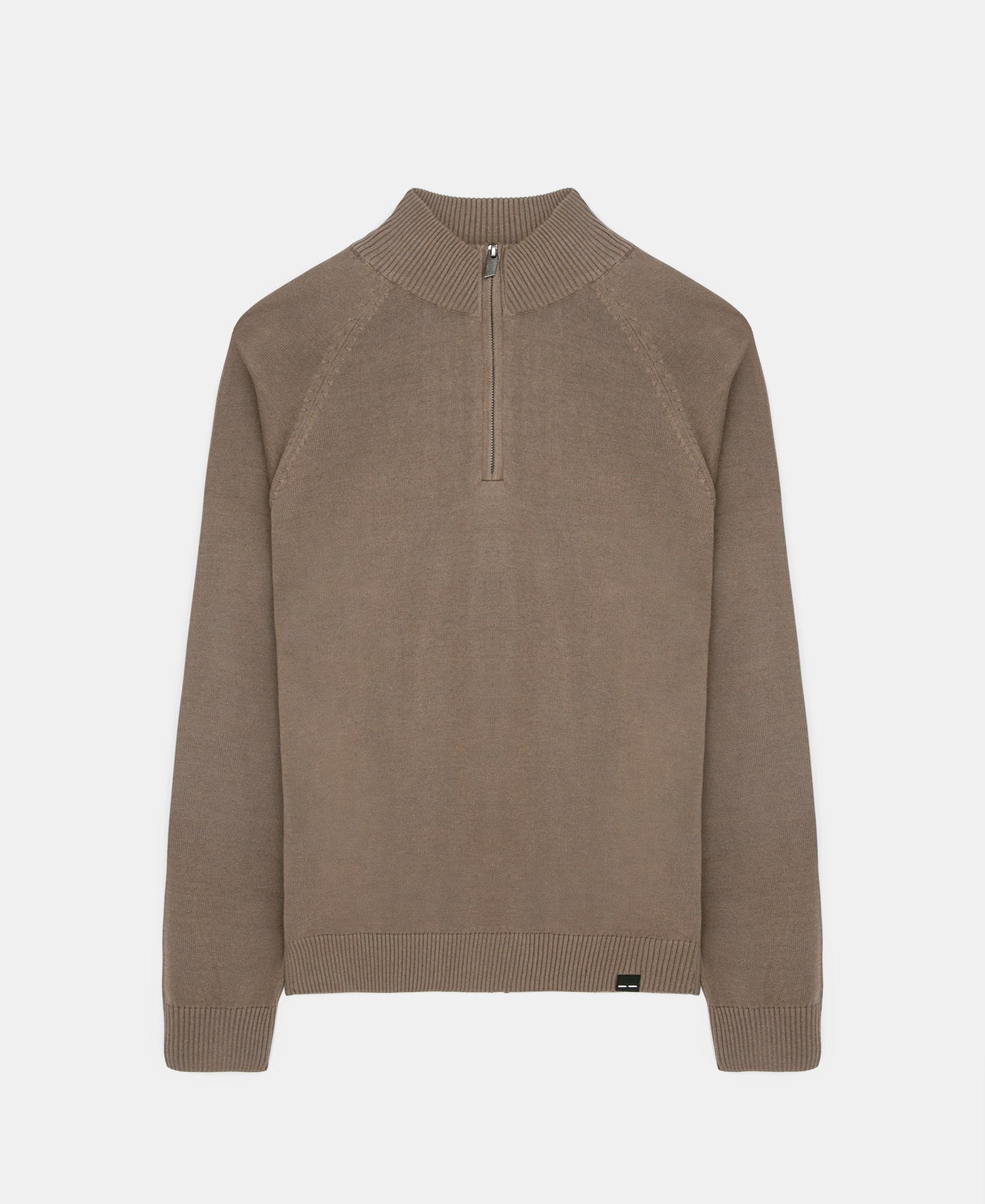 Men Jersey | Taupe Perkins Neck Sweater by Spanish designer Adolfo Dominguez