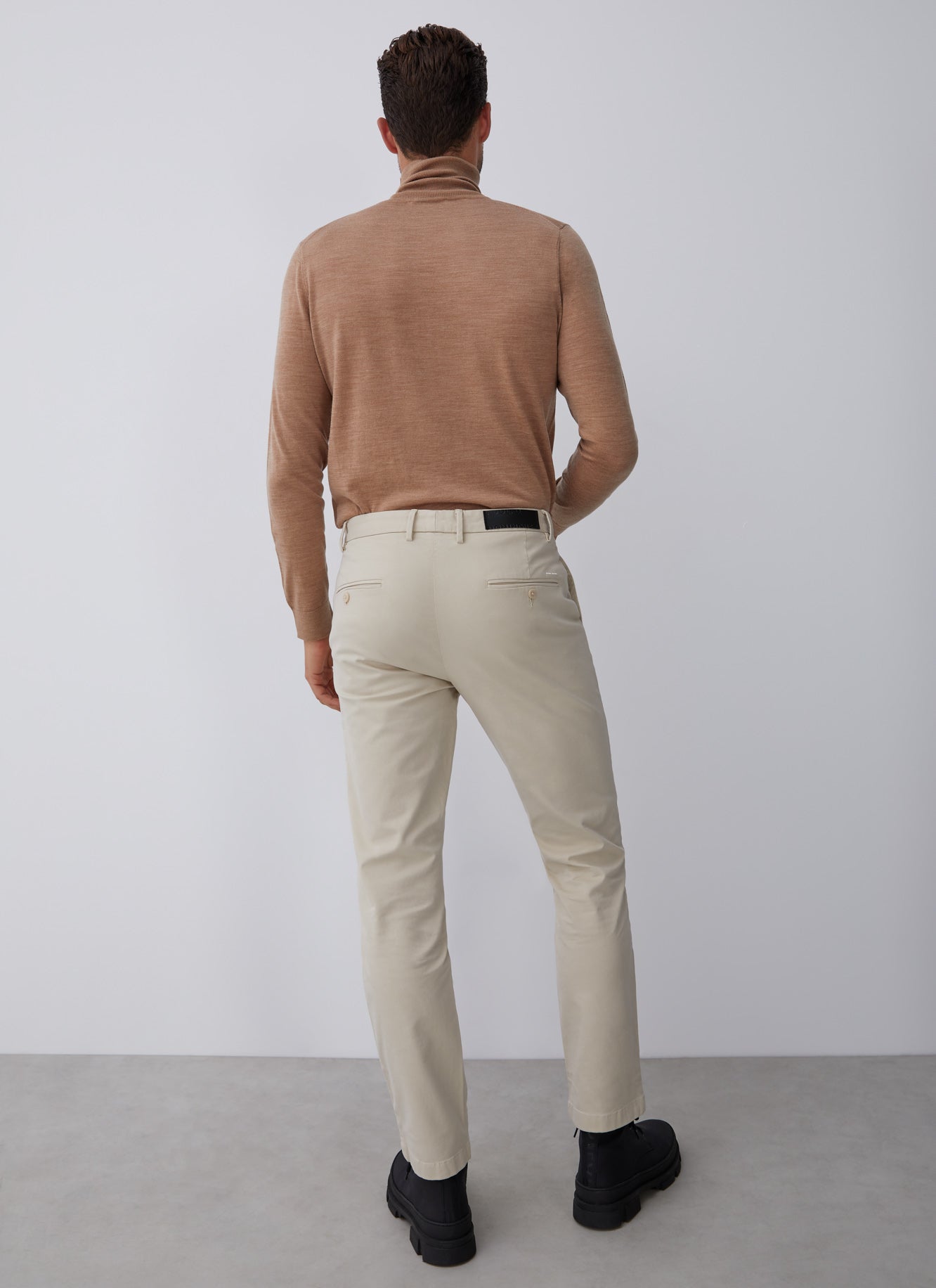 Men Trousers | White Elastic Cotton Chino Trousers by Spanish designer Adolfo Dominguez