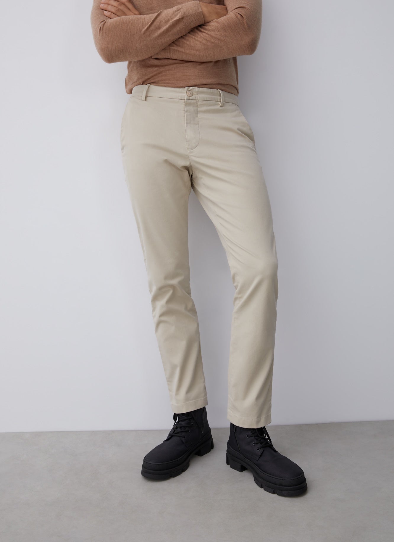 Men Trousers | White Elastic Cotton Chino Trousers by Spanish designer Adolfo Dominguez