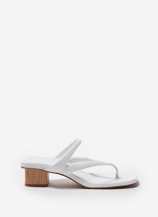 Women Shoes | White Squared Sandals With Wood Heel by Spanish designer Adolfo Dominguez