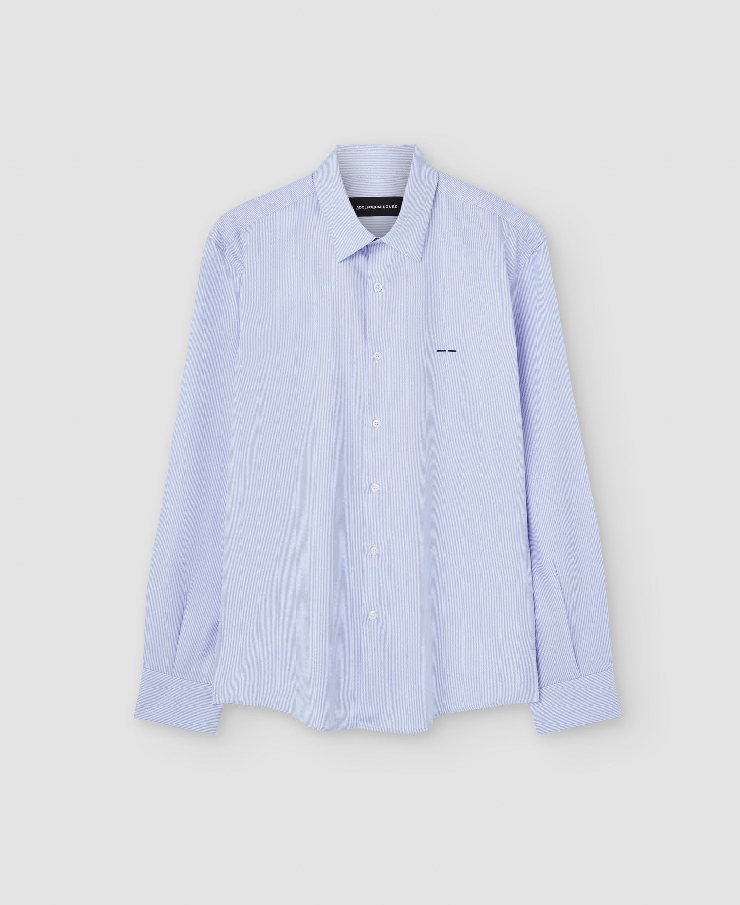 Men Shirt | White/Blue Stripe Cotton Button-Down Shirt by Spanish designer Adolfo Dominguez