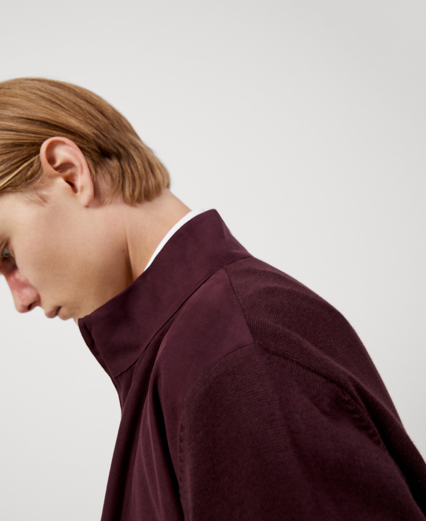 Men Knit Jacket | Wine Cotton Jacket by Spanish designer Adolfo Dominguez