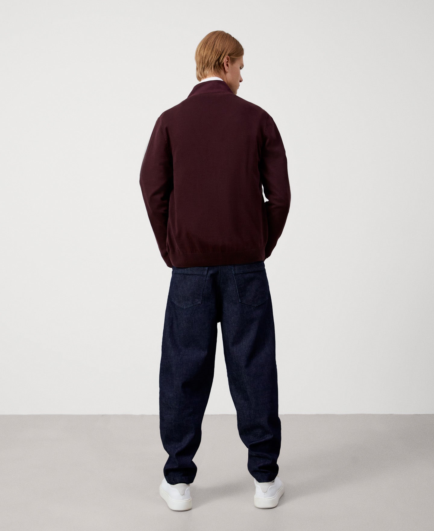 Men Knit Jacket | Wine Cotton Jacket by Spanish designer Adolfo Dominguez