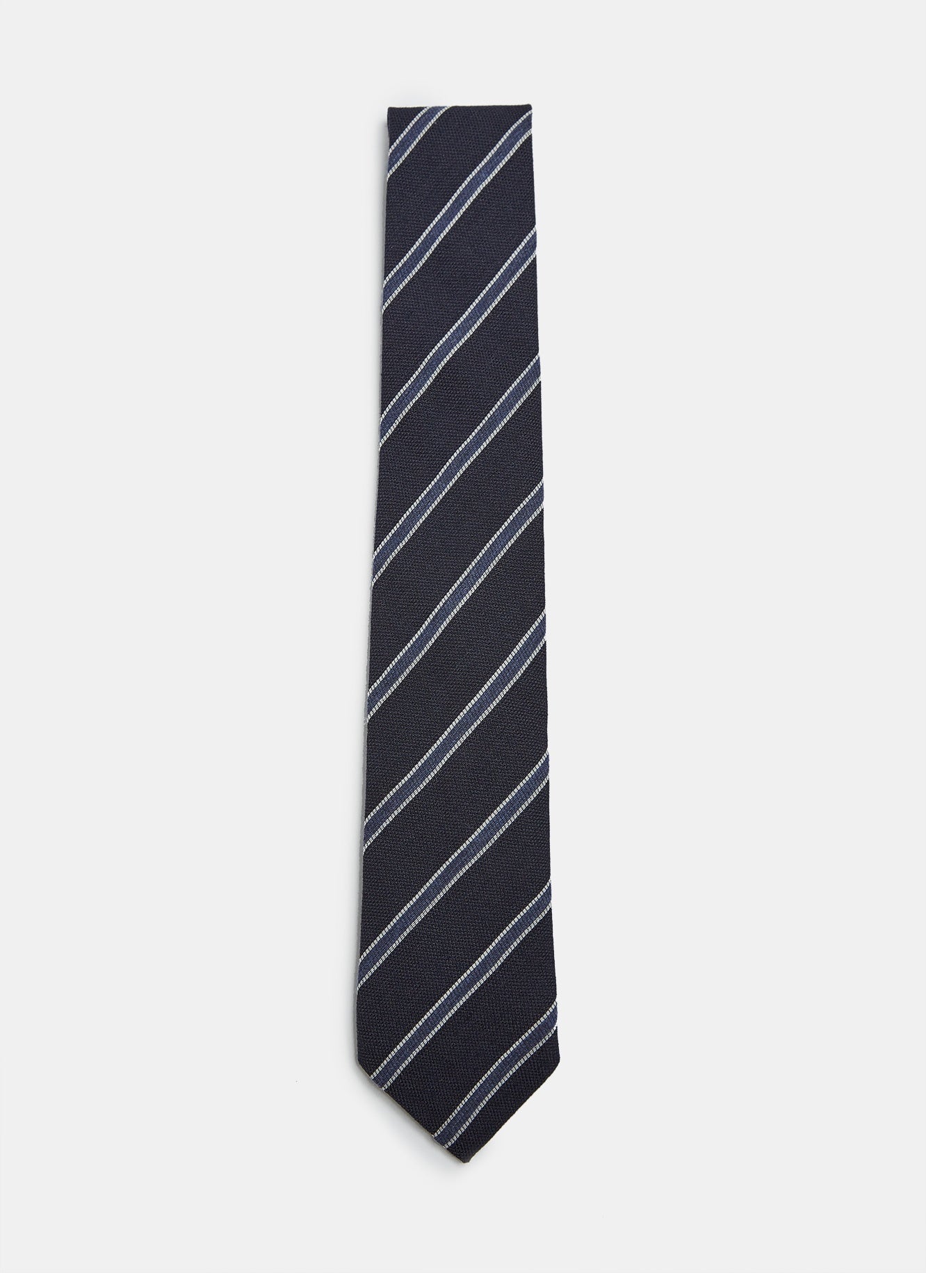 Men Tie | Wool And Silk Tie With Double Stripe by Spanish designer Adolfo Dominguez