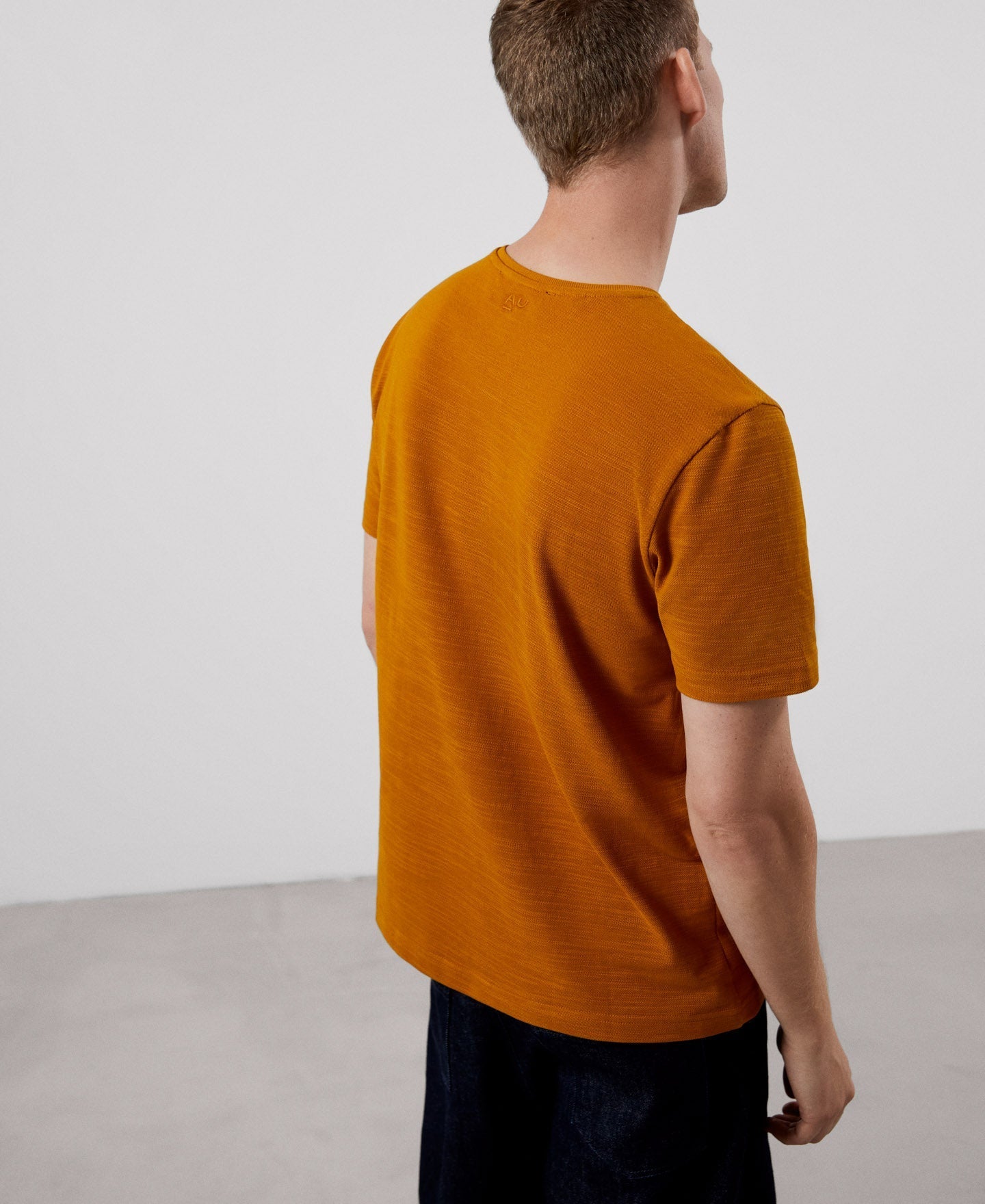 Men T-Shirt (Short Sleeve) | Yellow Turmeric T-Shirt by Spanish designer Adolfo Dominguez