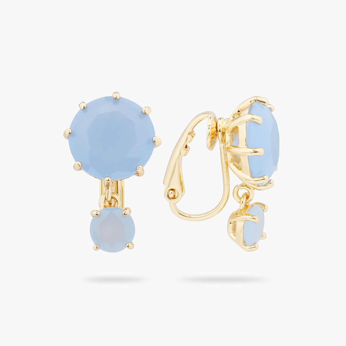 Sky Blue Diamantine 2 Round Stone Earrings | ARLD1261