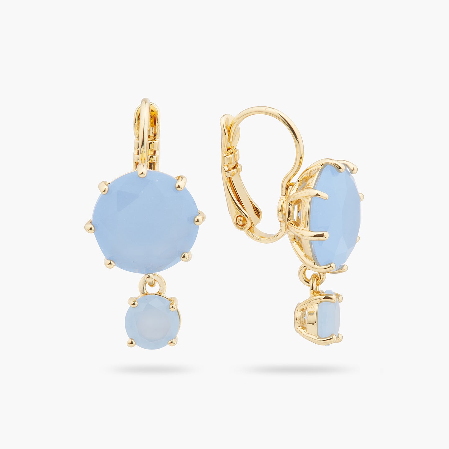 Sky Blue Diamantine 2 Round Stone Earrings | ARLD1261