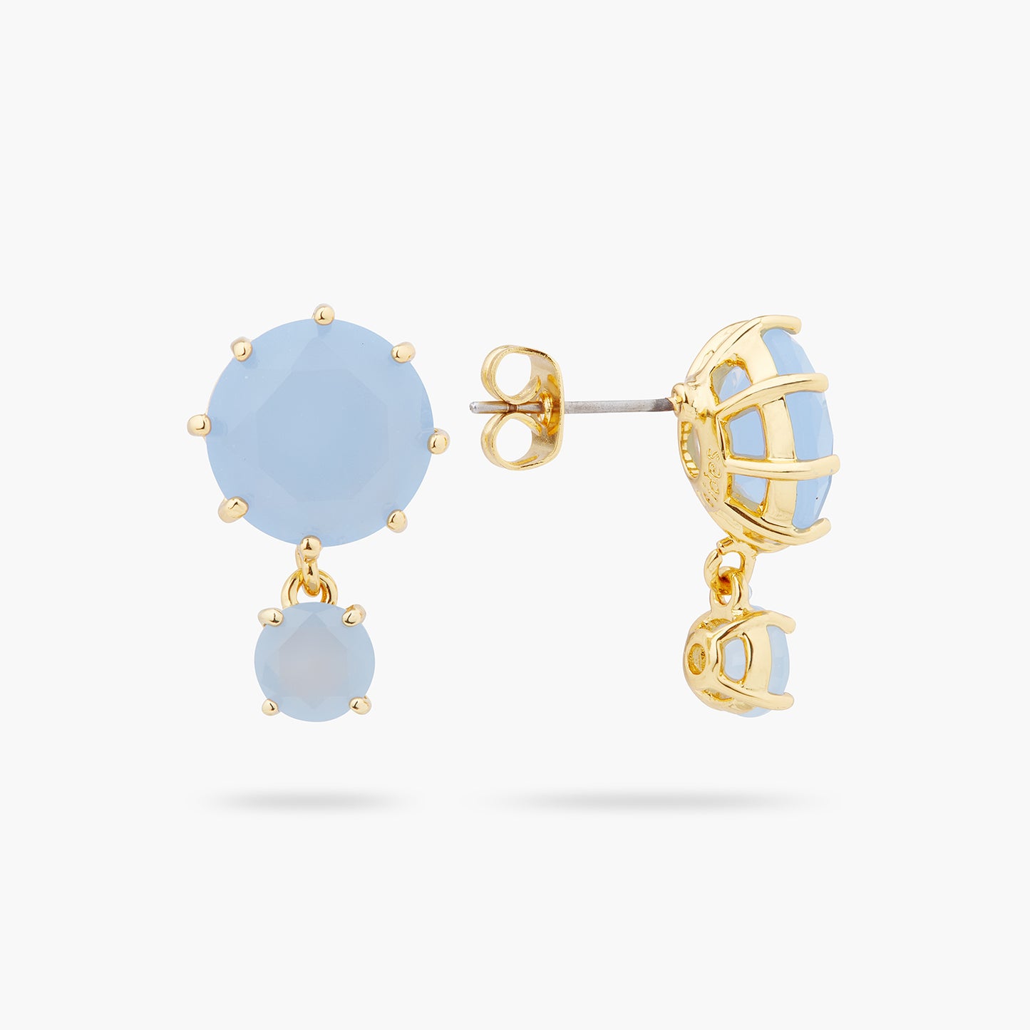 Sky Blue Diamantine 2 Round Stone Earrings | ARLD1261