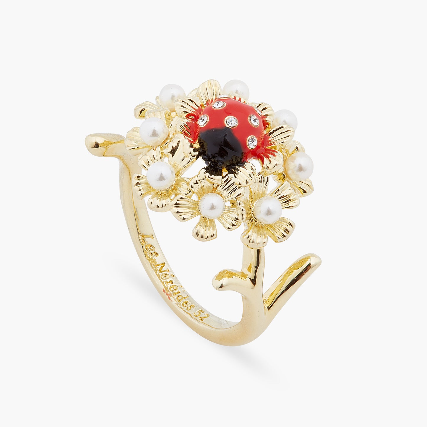 Ladybird And Wood Anemone Cocktail Ring | ARLP6021