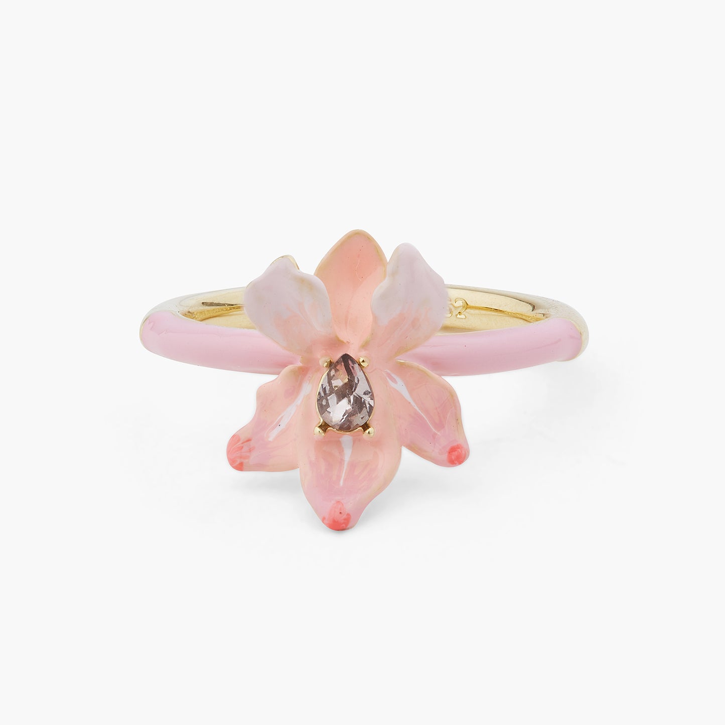 Powder Pink Iris And Crystal Ring | ARMF6041