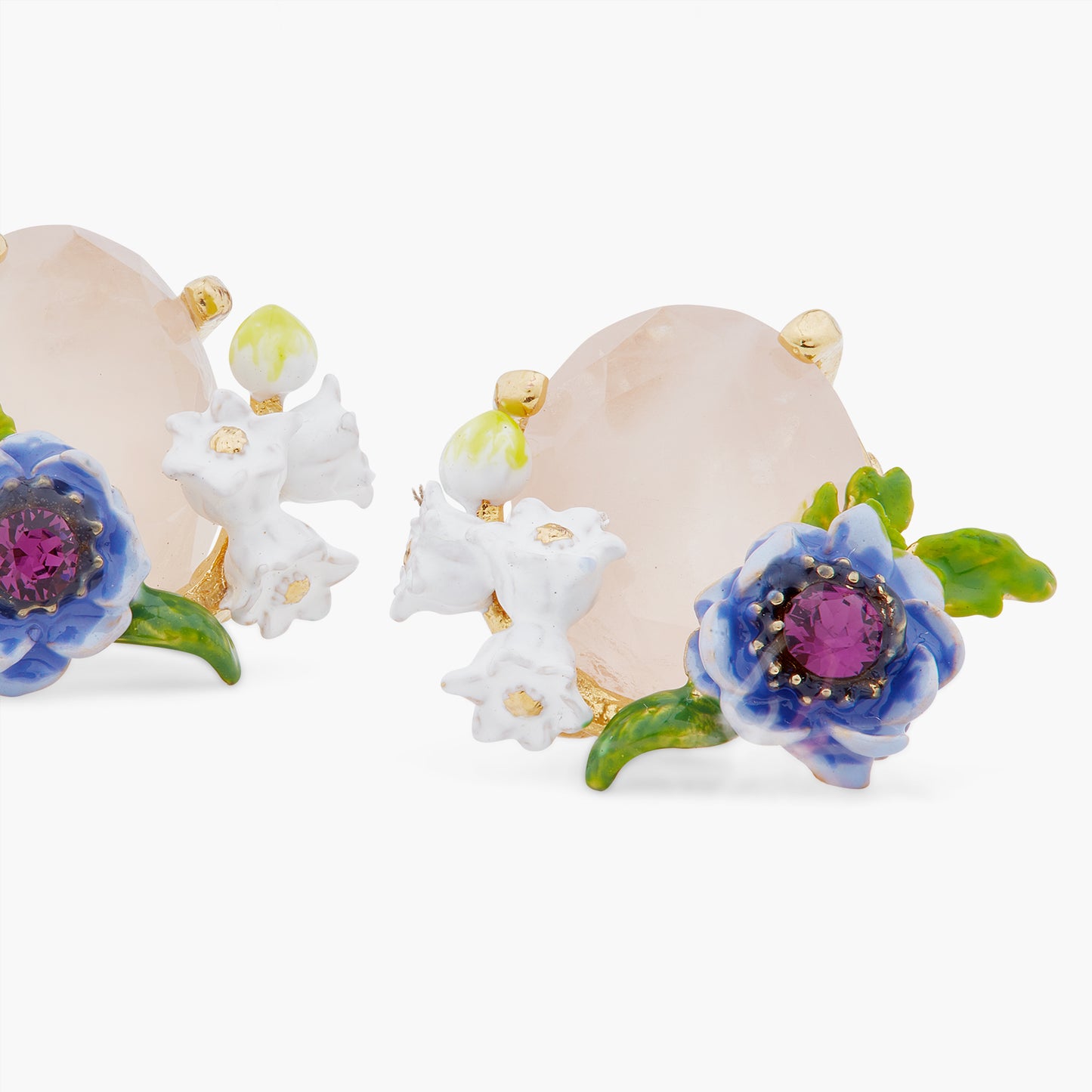 Rose Quartz And Floral Composition Earrings | ARPF1061
