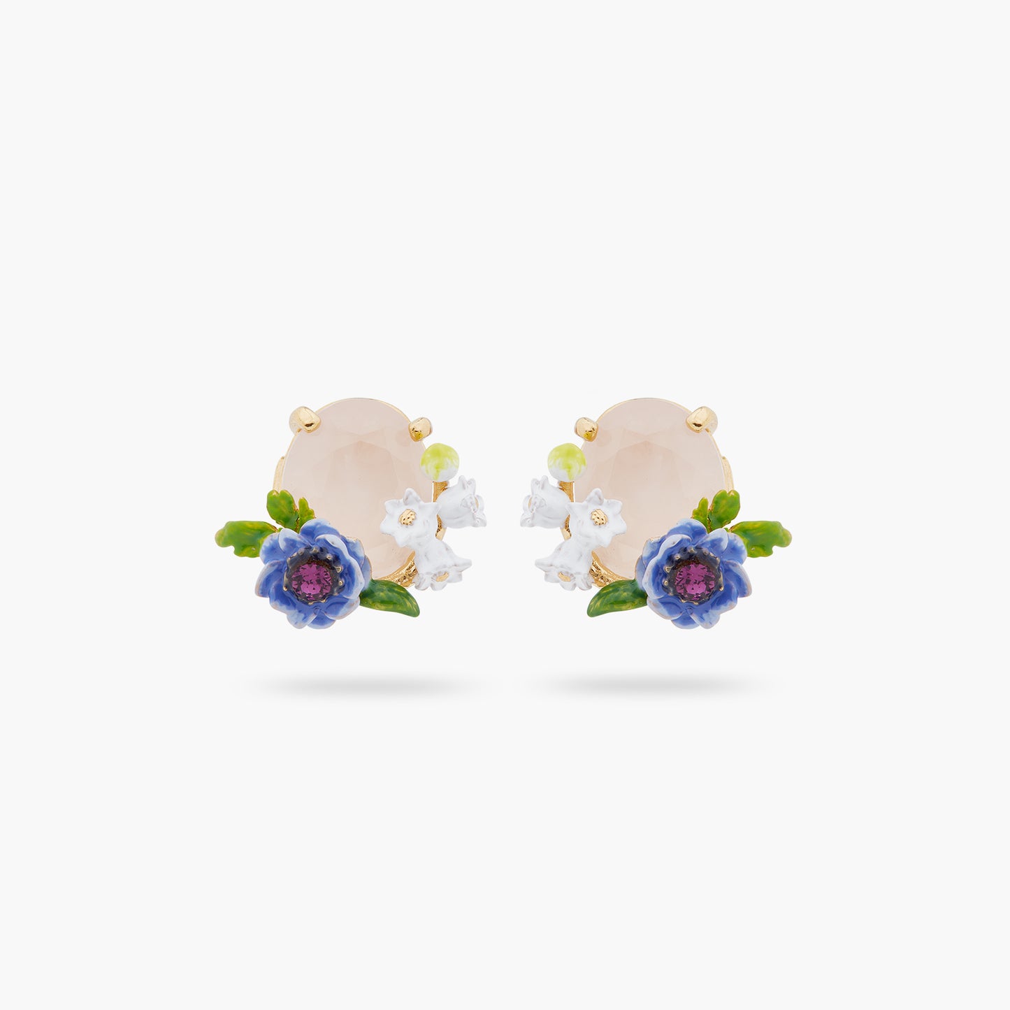 Rose Quartz And Floral Composition Earrings | ARPF1061