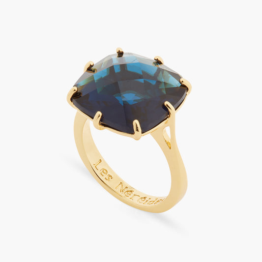 Ocean Blue Diamantine Square Solitaire Ring | ASLD6021