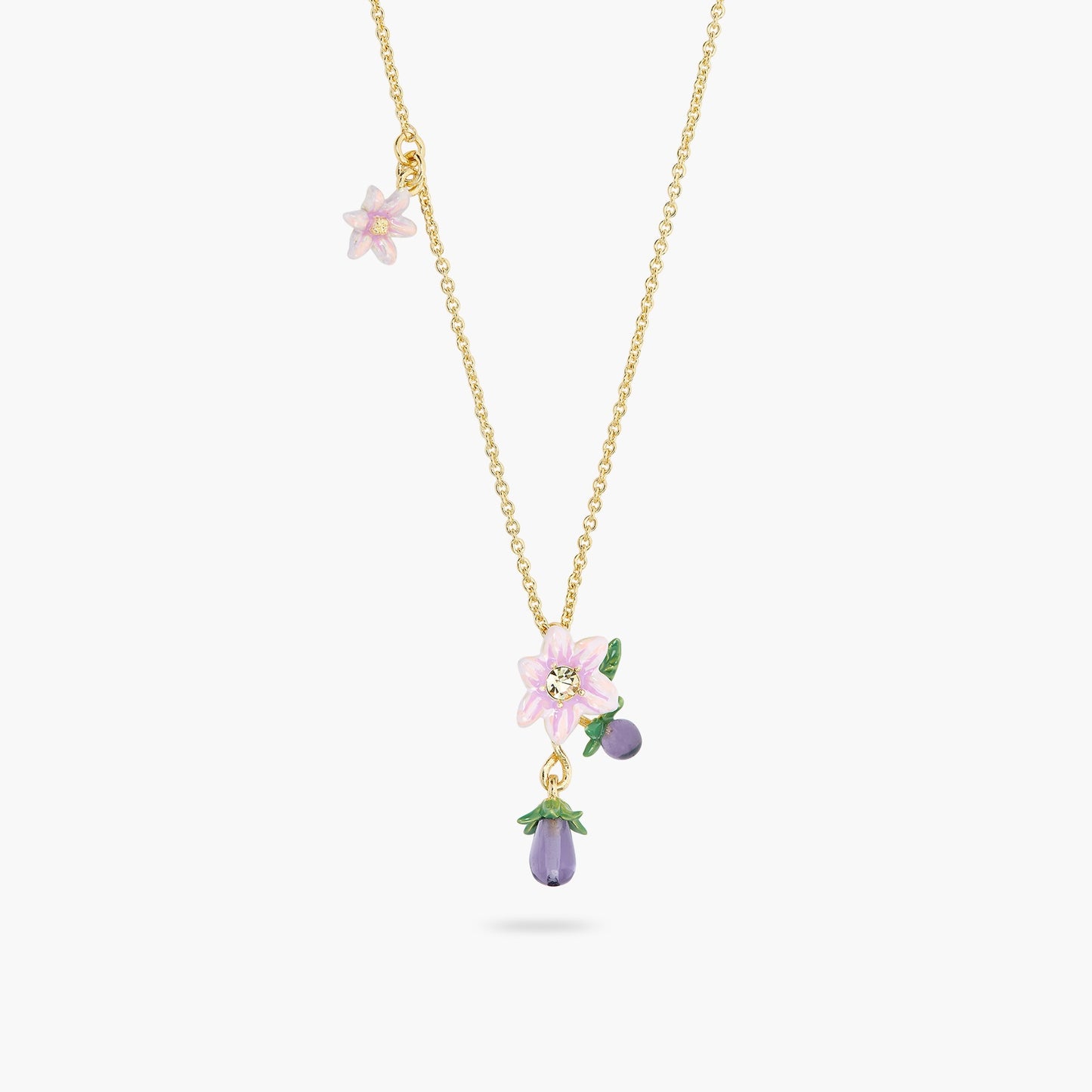 Aubergine And Flower Pendant Necklace | ASPO3041