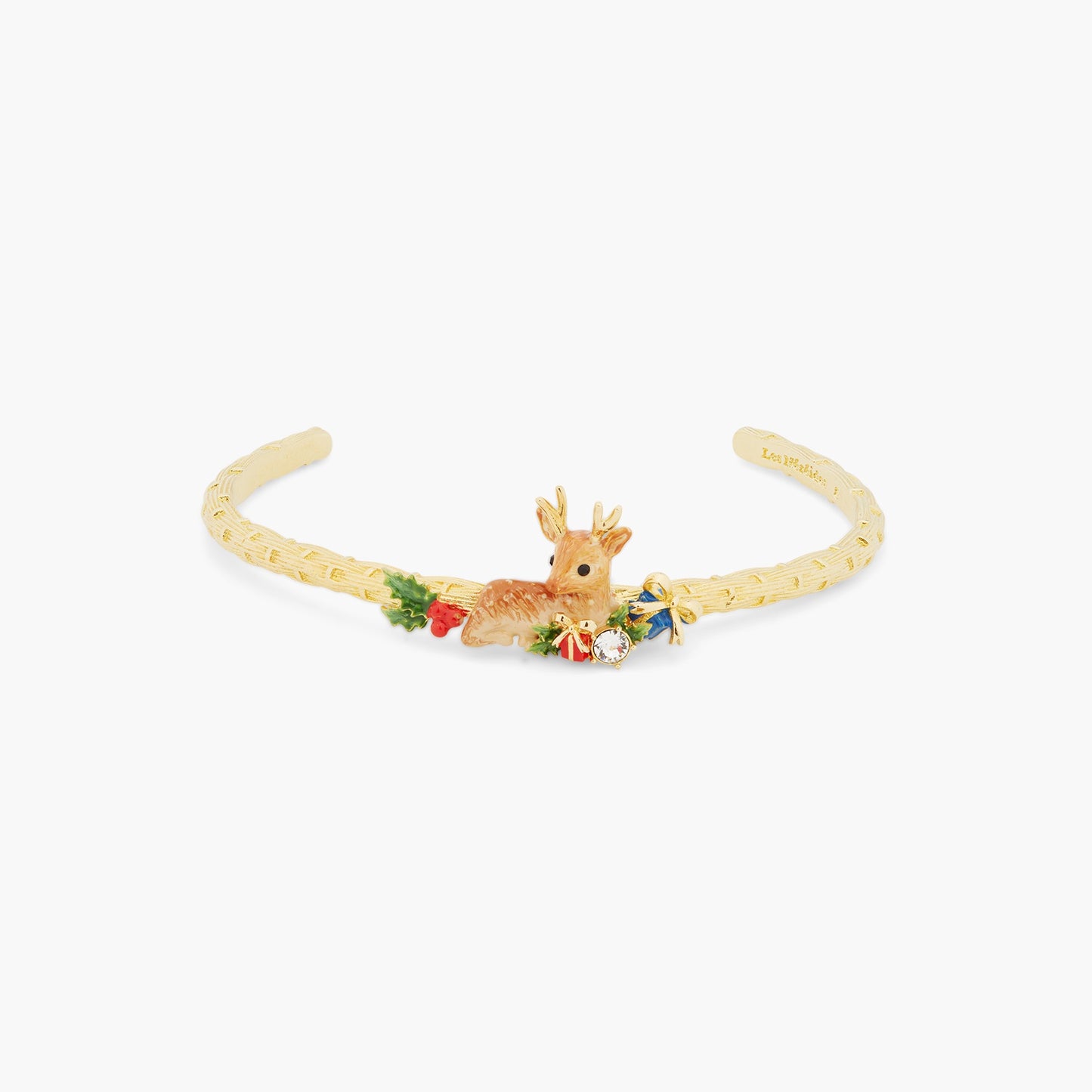 Fawn And Christmas Holly Bangle Bracelet | ASPS2011