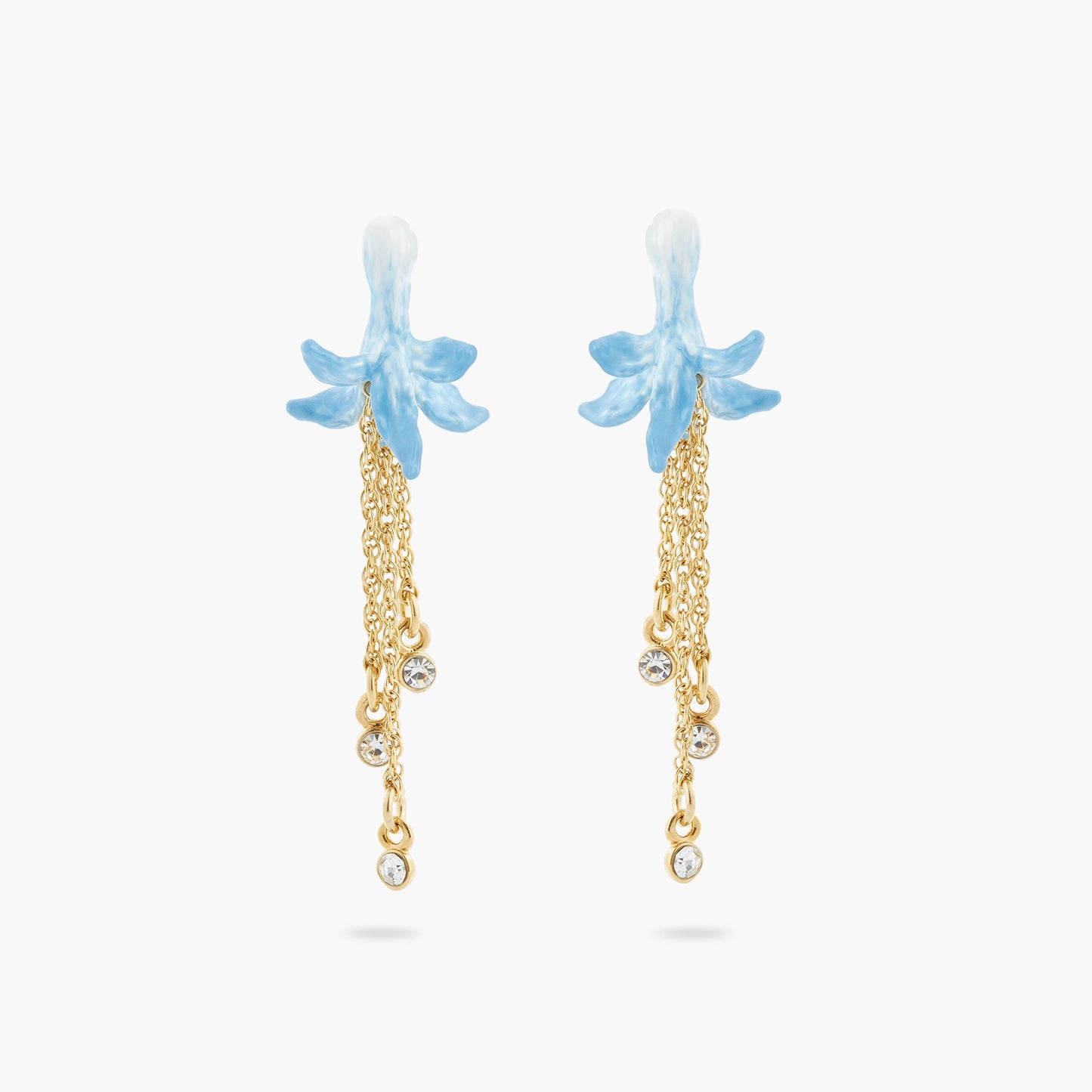 Blue Flower And Crystal Dangling Earrings | ASTM1101