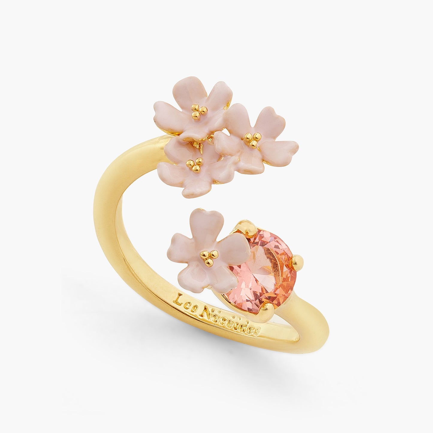 Verbena Flower And Round Stone Adjustable Me And You Ring | ATBP6041
